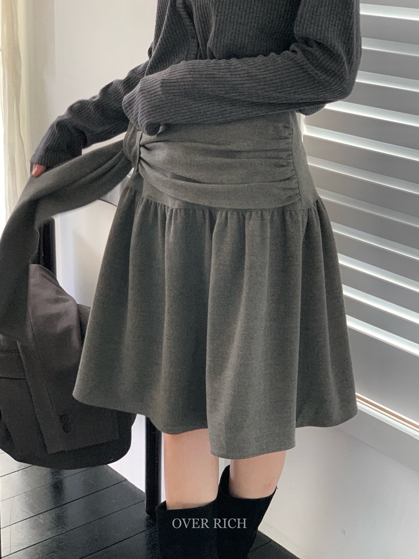 OVER RICH韓國代購㊣女裝新品休閑人氣25秋冬半身裙中短裙OVER RICH半身裙/中短裙