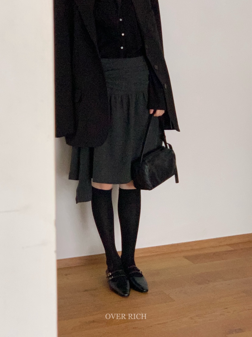 OVER RICH韓國代購㊣女裝新品休閑人氣25秋冬半身裙中短裙OVER RICH半身裙/中短裙