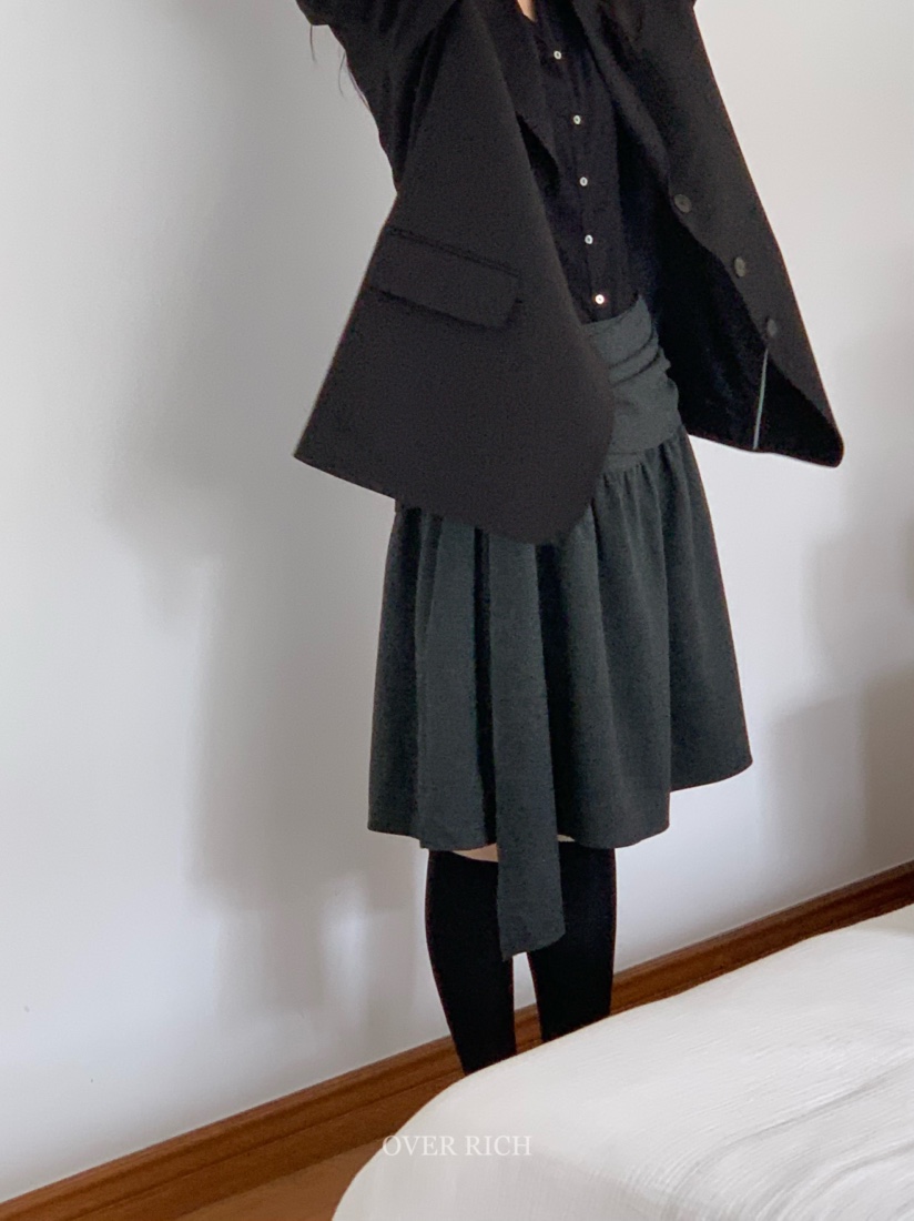 OVER RICH韓國代購㊣女裝新品休閑人氣25秋冬半身裙中短裙OVER RICH半身裙/中短裙