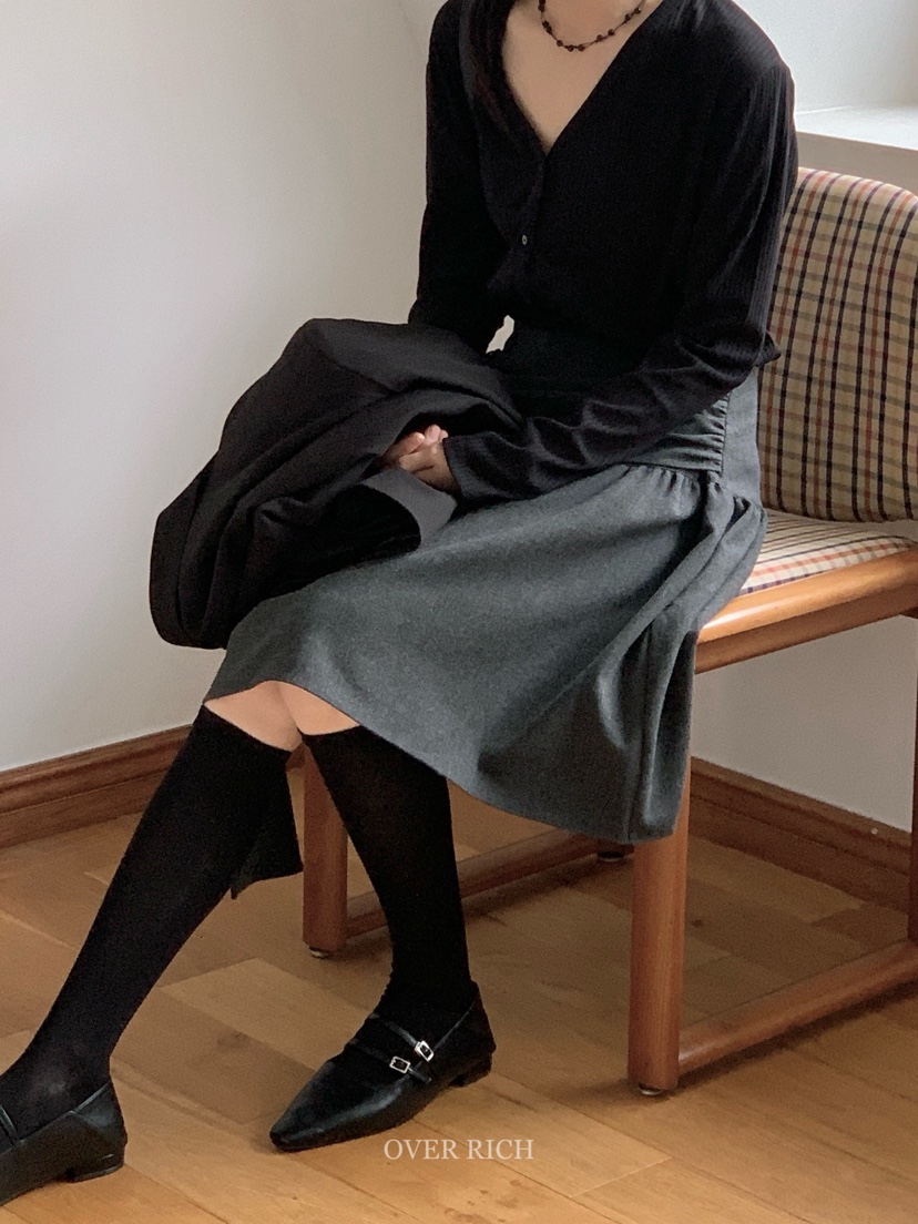 OVER RICH韓國代購㊣女裝新品休閑人氣25秋冬半身裙中短裙OVER RICH半身裙/中短裙