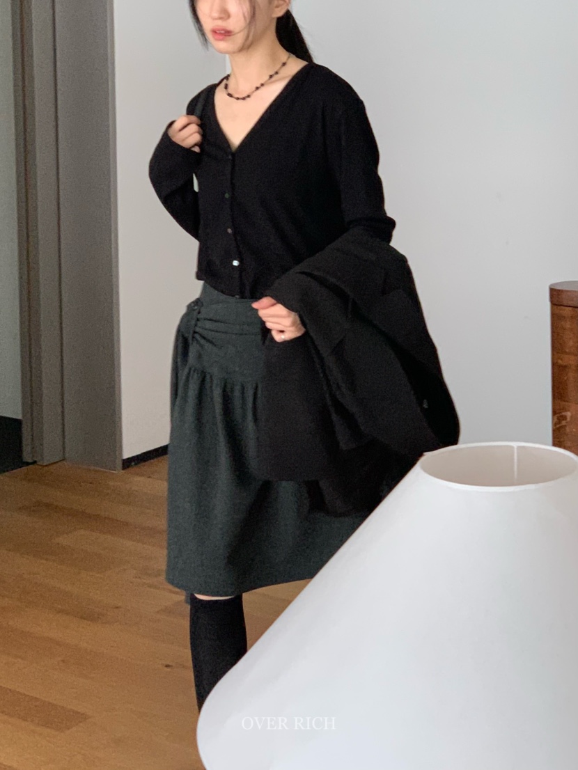 OVER RICH韓國代購㊣女裝新品休閑人氣25秋冬半身裙中短裙OVER RICH半身裙/中短裙