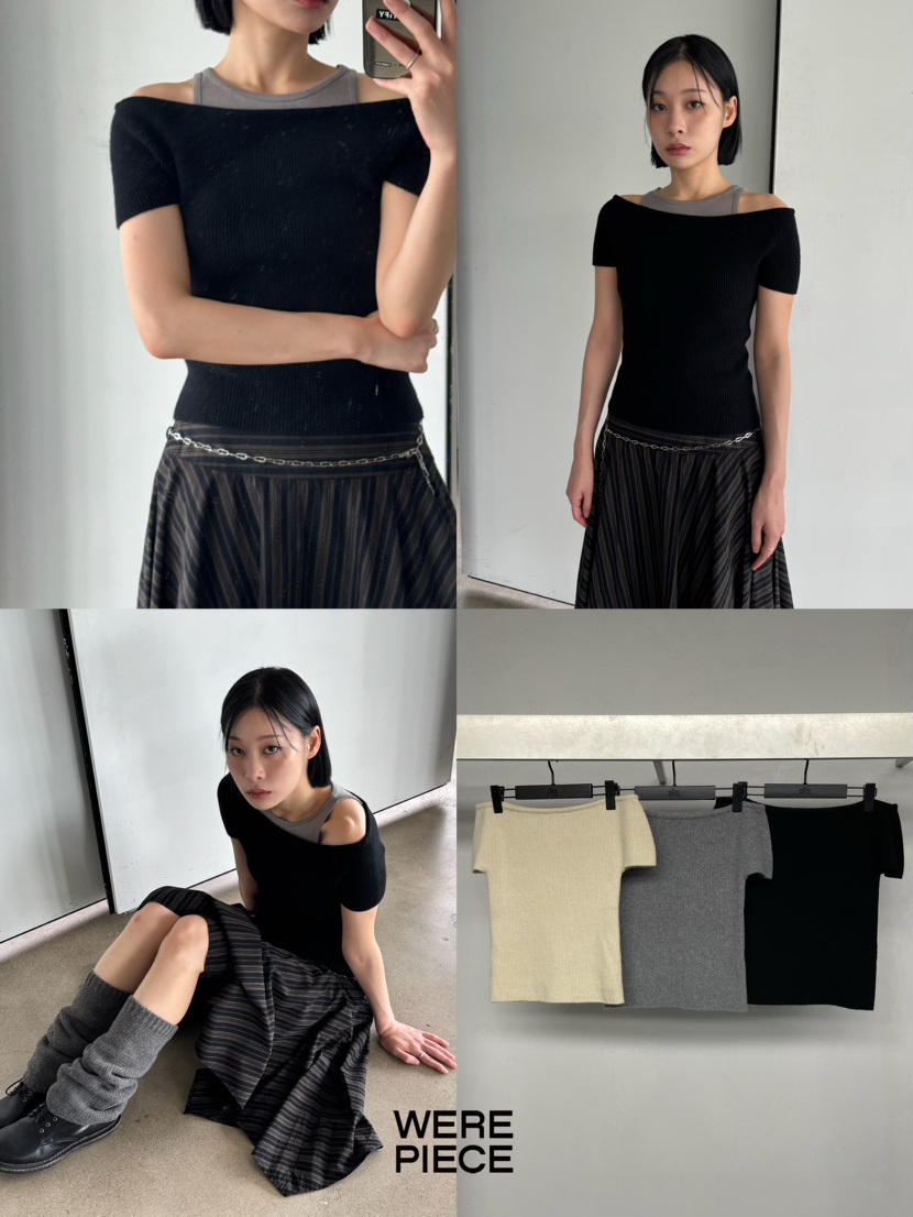 KARE/WEREPIECE韓國直郵㊣女士新款真品人氣25秋冬針織衫露肩KARE/WEREPIECE針織衫