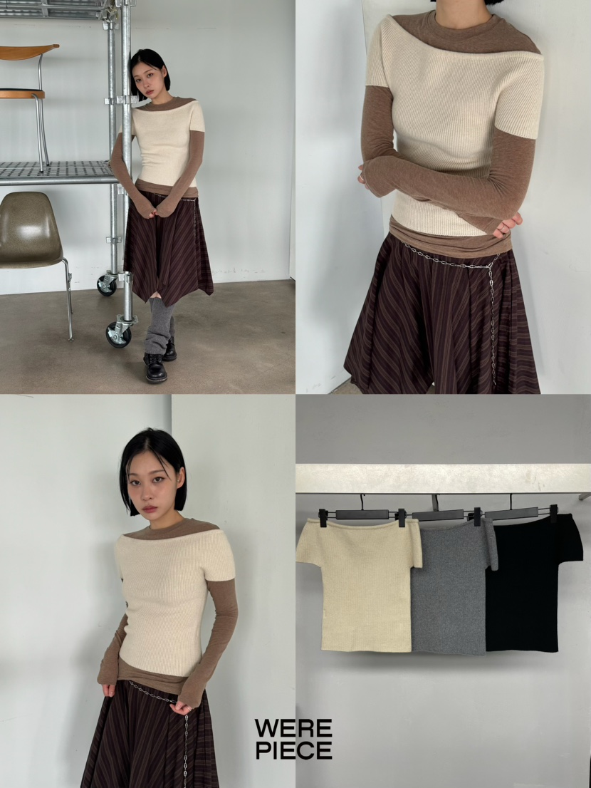 KARE/WEREPIECE韓國直郵㊣女士新款真品人氣25秋冬針織衫露肩KARE/WEREPIECE針織衫
