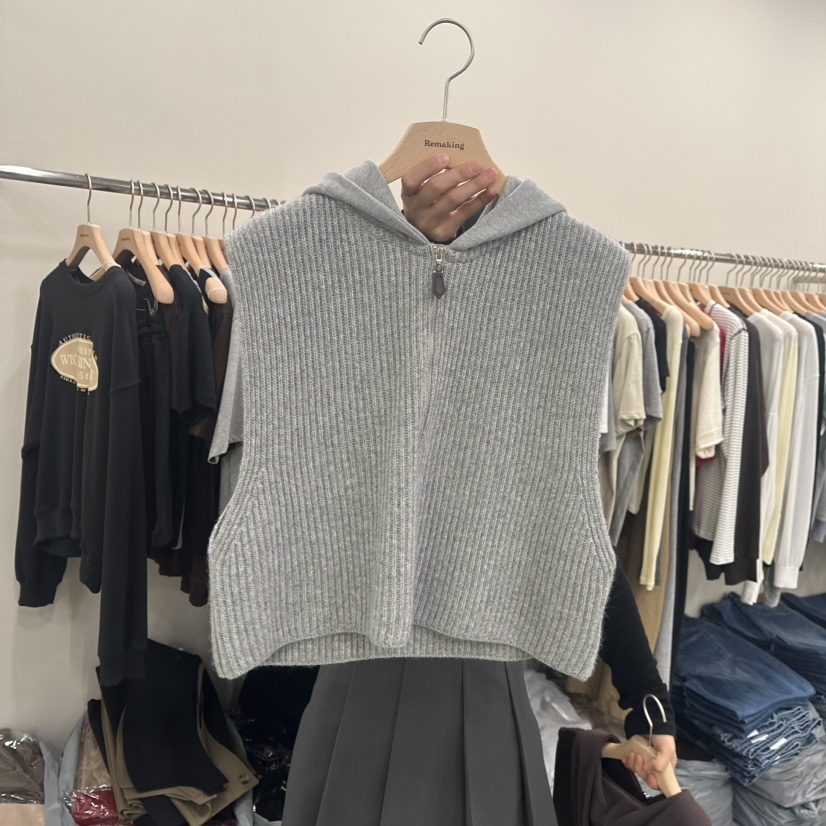 URBANSTORY/REMAKING韓國直郵㊣女士新品推薦吊帶背心連帽針織衫Remaking/URBANSTORY吊帶/背心