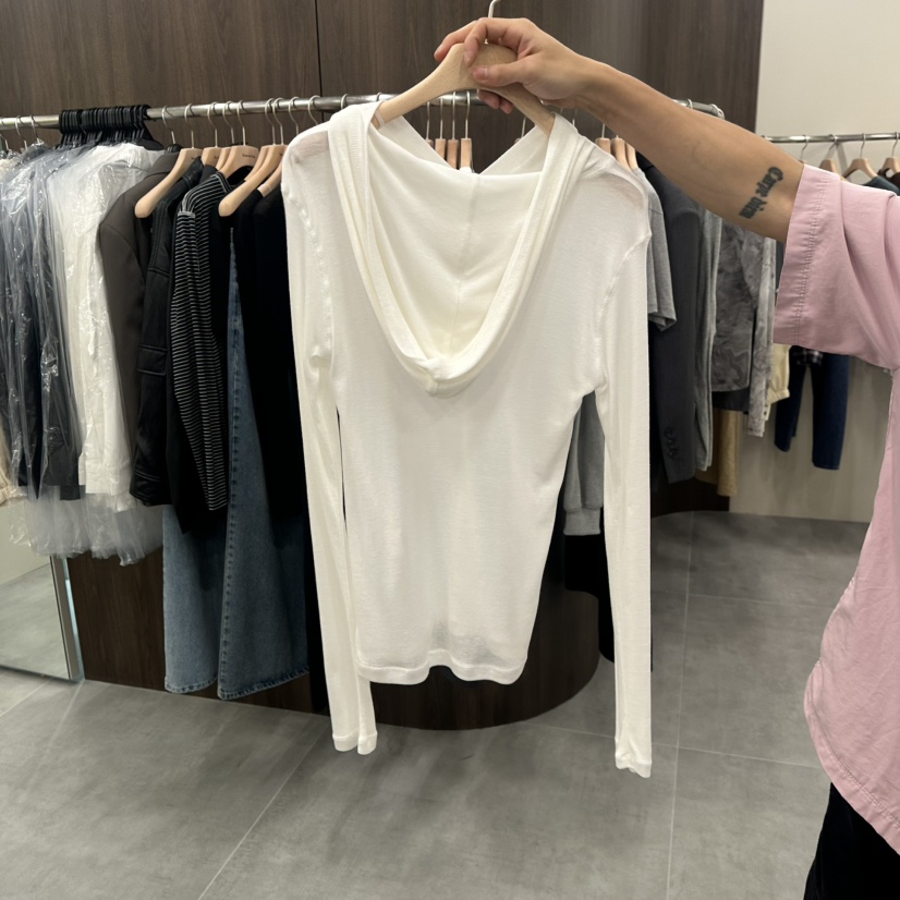 URBANSTORY/REMAKING東大門㊣代購女士新品時尚長袖T恤兜帽紐扣Remaking/URBANSTORY長袖T恤