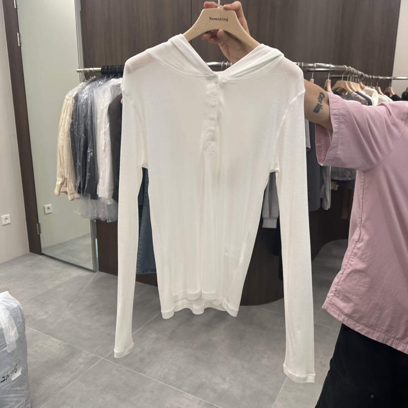 URBANSTORY/REMAKING東大門㊣代購女士新品時尚長袖T恤兜帽紐扣Remaking/URBANSTORY長袖T恤圖色2