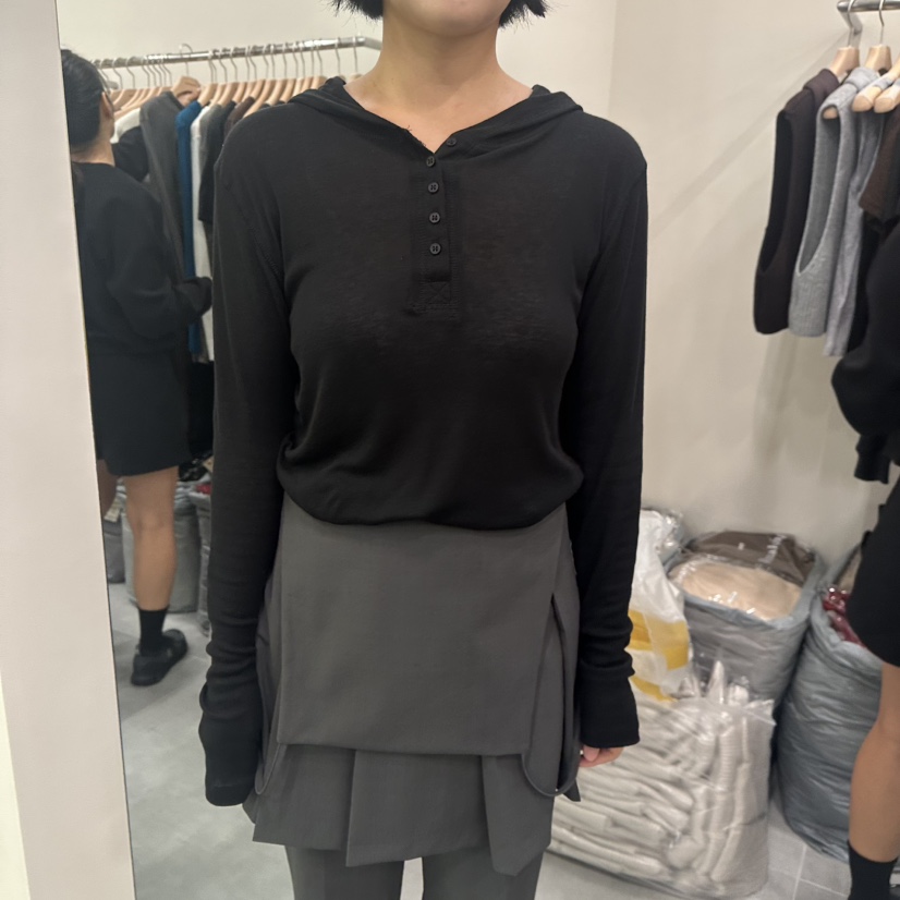 URBANSTORY/REMAKING東大門㊣代購女士新品時尚長袖T恤兜帽紐扣Remaking/URBANSTORY長袖T恤圖色3