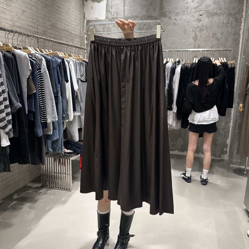 JUNI韓國代購㊣女裝新款休閑25秋冬時尚熱賣人氣真品長裙皮革my juni長裙
