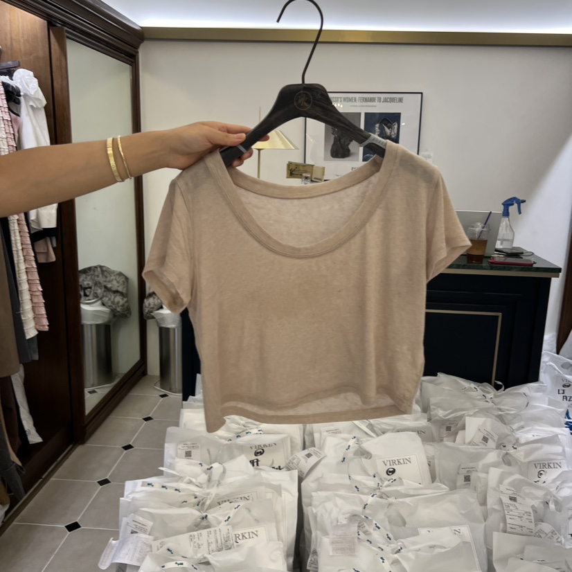 VIRKIN韓國代購㊣女裝新款25秋冬時尚休閑熱賣職業T恤天絲羊毛VIRKINT恤圖色2