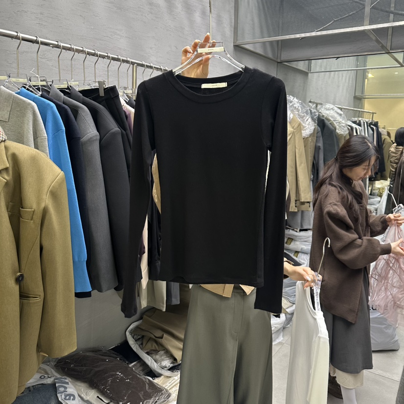 UOOV東大門㊣實拍女裝新品25秋冬時尚休閑職業人氣真品長袖T恤UOOV長袖T恤圖色4