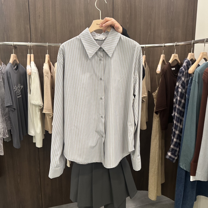 URBANSTORY/REMAKING韓國代購㊣女裝新品職業襯衫蕾絲衫條紋Remaking/URBANSTORY襯衫/蕾絲衫圖色2
