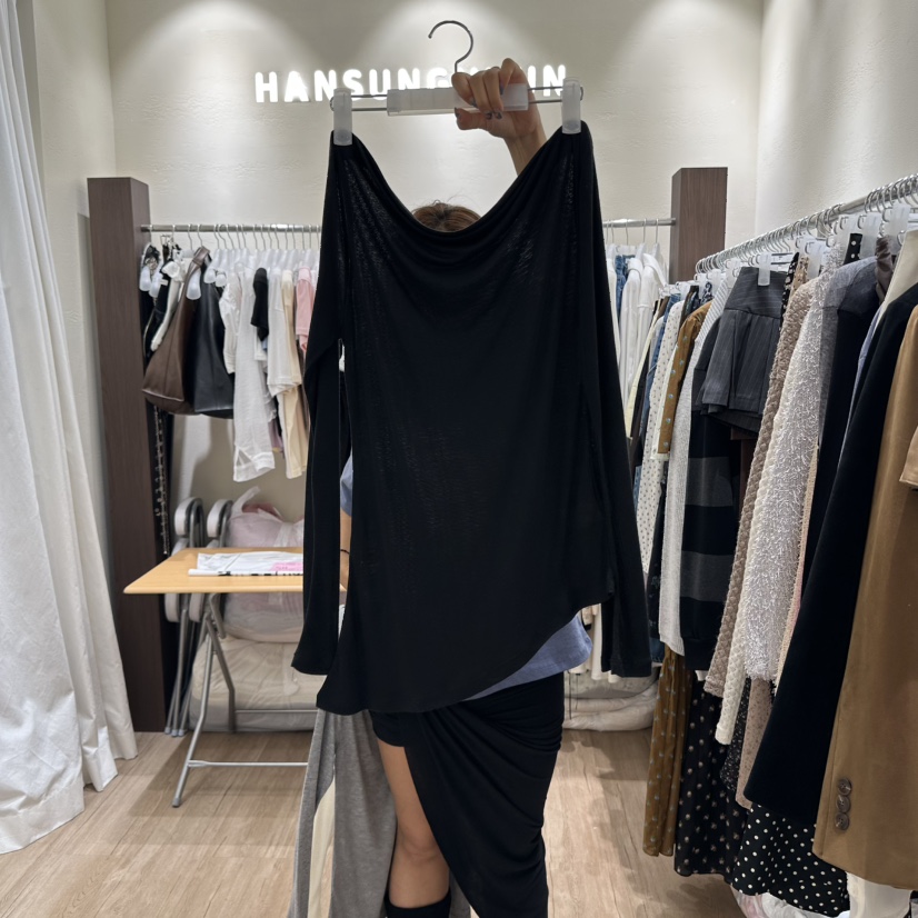 HANSUNGHYUN東大門㊣直郵女裝新款推薦真品職業25秋冬長袖T恤HANSUNGHYUN長袖T恤圖色2