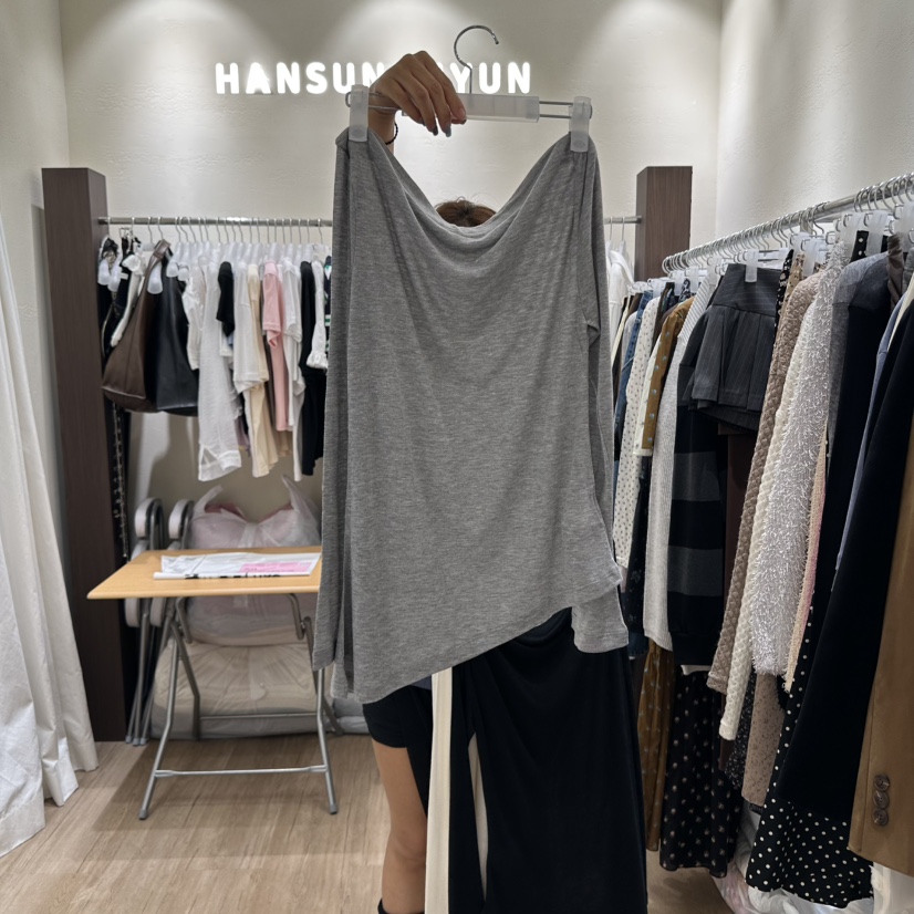 HANSUNGHYUN東大門㊣直郵女裝新款推薦真品職業25秋冬長袖T恤HANSUNGHYUN長袖T恤圖色3