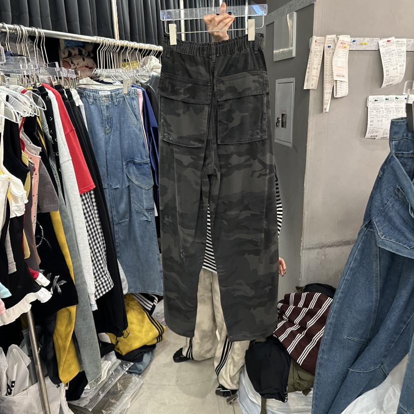 MOMAZU韓國代購㊣女裝新品人氣推薦熱賣時尚休閑褲復古迷彩MOMAZU休閑褲