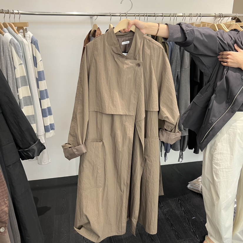 TAFFETA東大門㊣實拍女裝新品職業人氣休閑25秋冬長款風衣含腰帶TAFFETA長款風衣圖色2