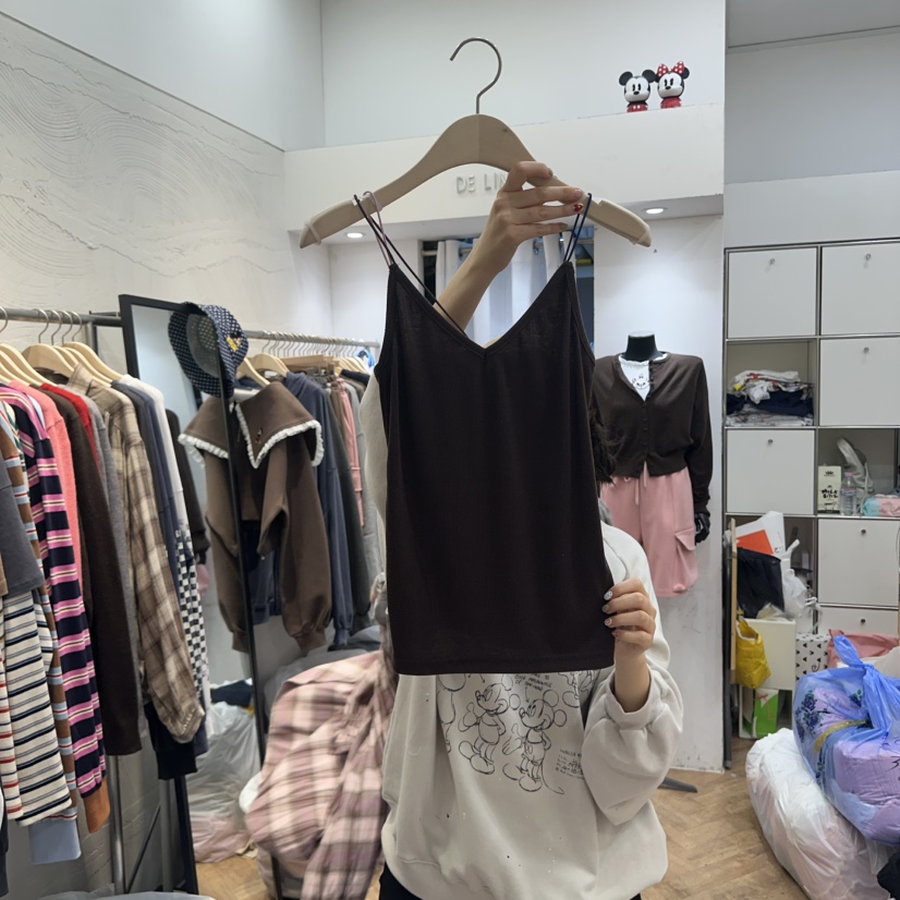 DE LINE東大門㊣代購女裝新品時尚真品職業休閑人氣吊帶背心DE LINE吊帶/背心圖色4棕色