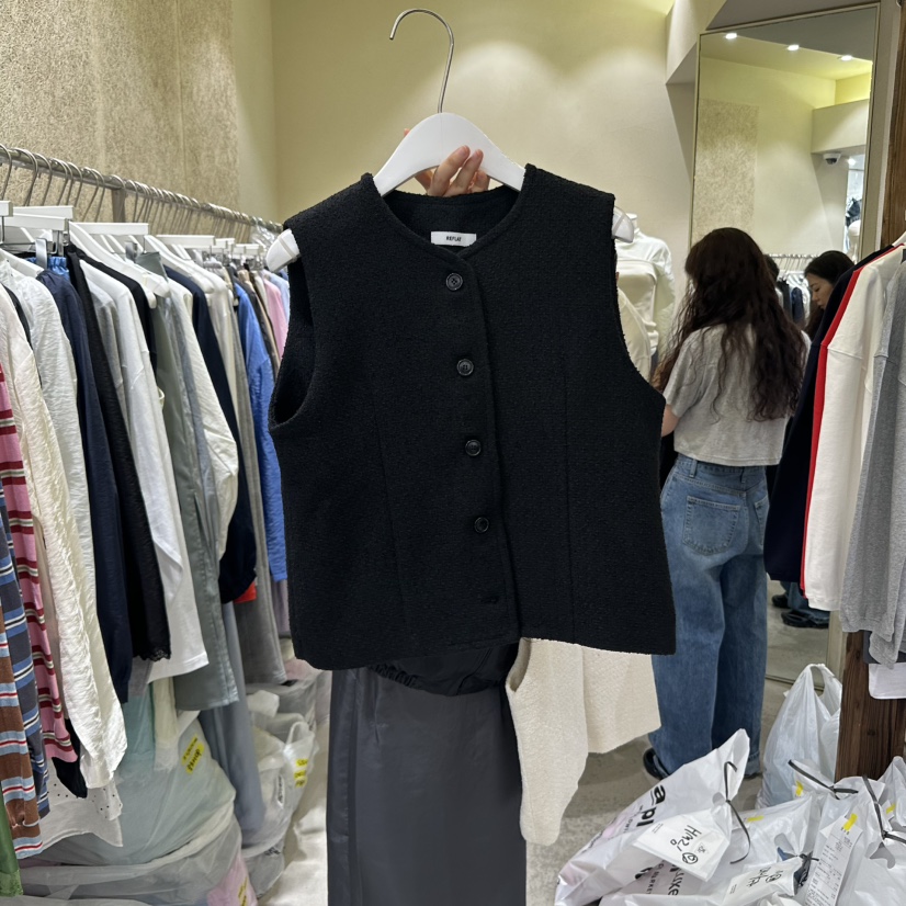 REFLAT東大門㊣代購女士新品25秋冬熱賣推薦職業馬甲粗花呢REFLAT馬甲圖色2