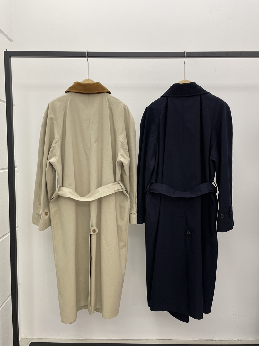 MOVENNE東大門㊣代購女士新品休閑人氣長款風衣含腰帶絨面革MOVENNE長款風衣