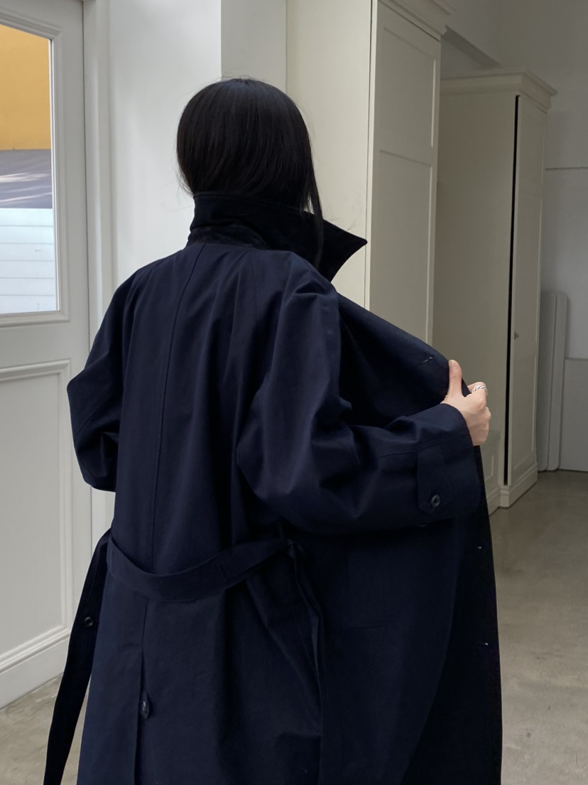 MOVENNE東大門㊣代購女士新品休閑人氣長款風衣含腰帶絨面革MOVENNE長款風衣