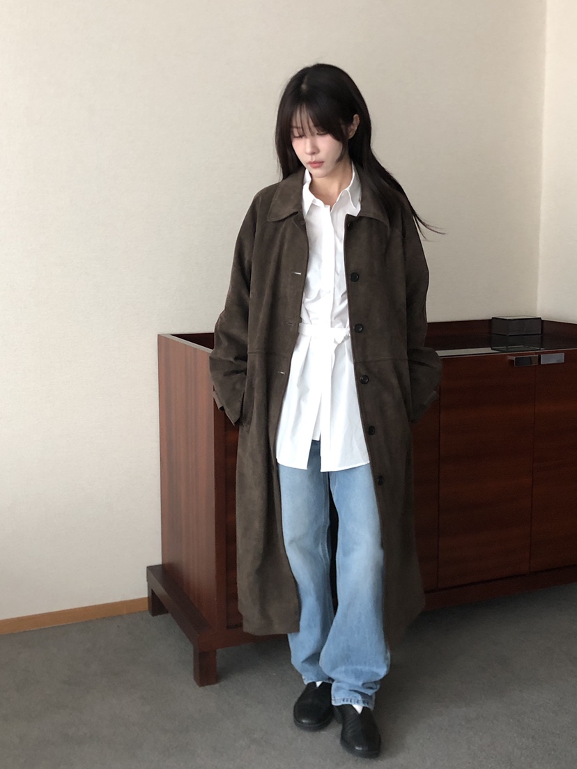 THE EYL韓國代購㊣女裝新款25秋冬休閑熱賣長款風衣含腰帶THE EYL長款風衣