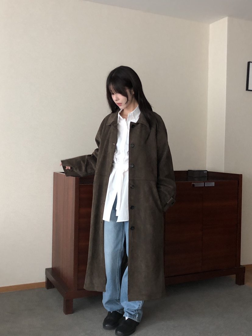 THE EYL韓國代購㊣女裝新款25秋冬休閑熱賣長款風衣含腰帶THE EYL長款風衣