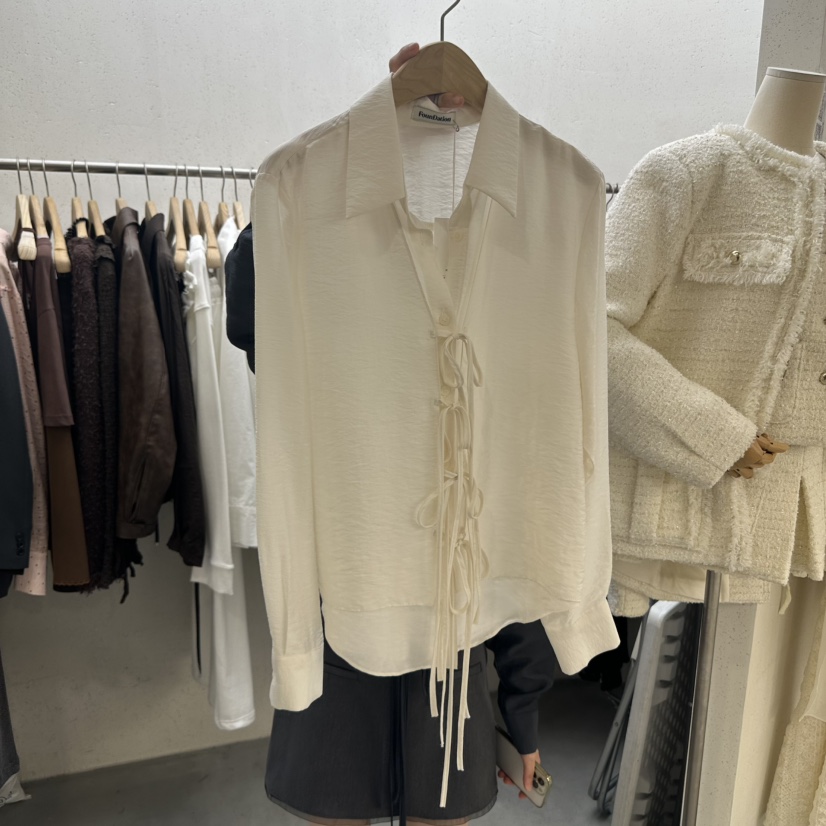 FOUNDATION東大門㊣直郵女士新品熱賣職業推薦25秋冬襯衫蕾絲衫FOUNDATION襯衫/蕾絲衫