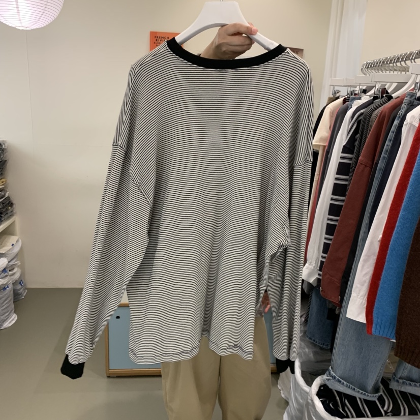 ARE東大門㊣代購女士新品推薦人氣職業真品25秋冬長袖T恤條紋ARE YOU/ARE長袖T恤