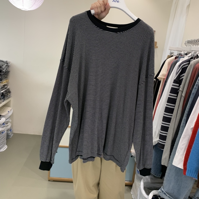 ARE東大門㊣代購女士新品推薦人氣職業真品25秋冬長袖T恤條紋ARE YOU/ARE長袖T恤圖色3