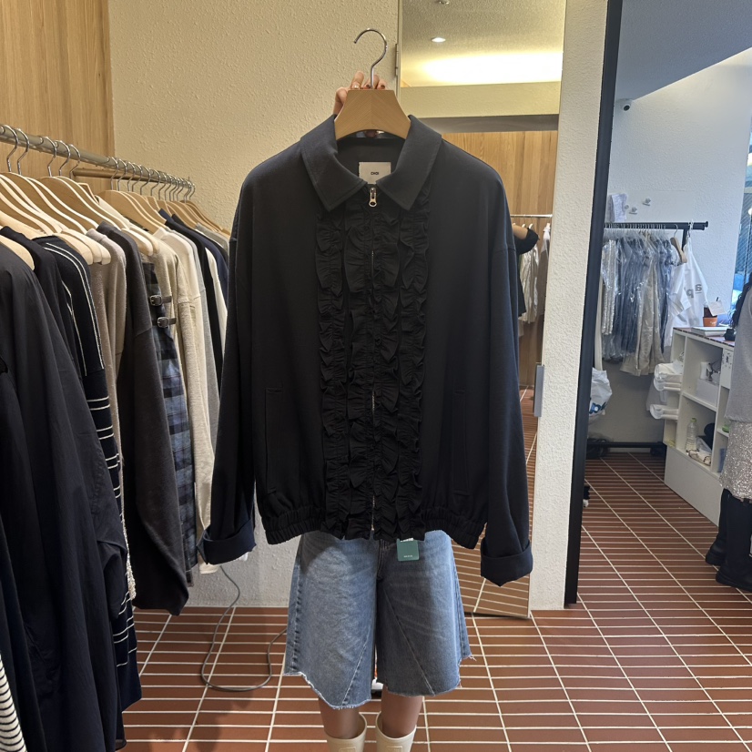 CHOI-L東大門㊣實拍女士新品熱賣真品25秋冬推薦夾克荷葉邊CHOI夾克圖色2