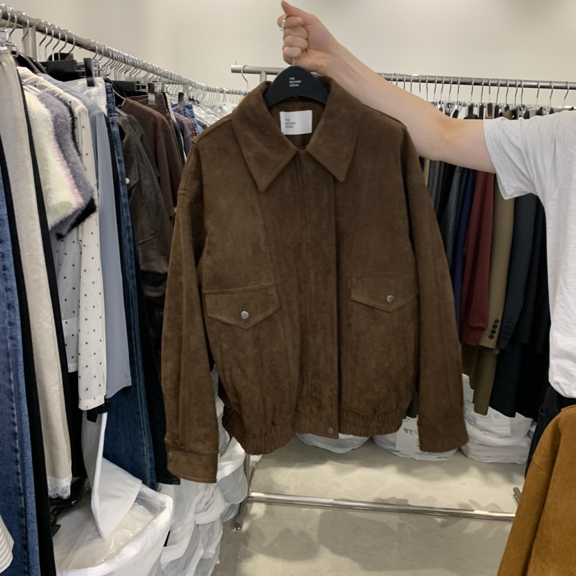 THE SECOND GROW東大門㊣代購女裝新品職業時尚夾克絨面革THE SECOND GROW夾克圖色2