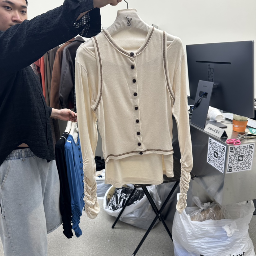 AMOEBA東大門㊣直郵女裝新品職業25秋冬休閑真品熱賣套裝紐扣AMOEBA套裝