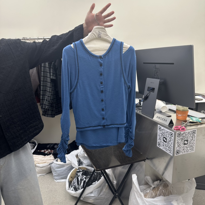 AMOEBA東大門㊣直郵女裝新品職業25秋冬休閑真品熱賣套裝紐扣AMOEBA套裝圖色2