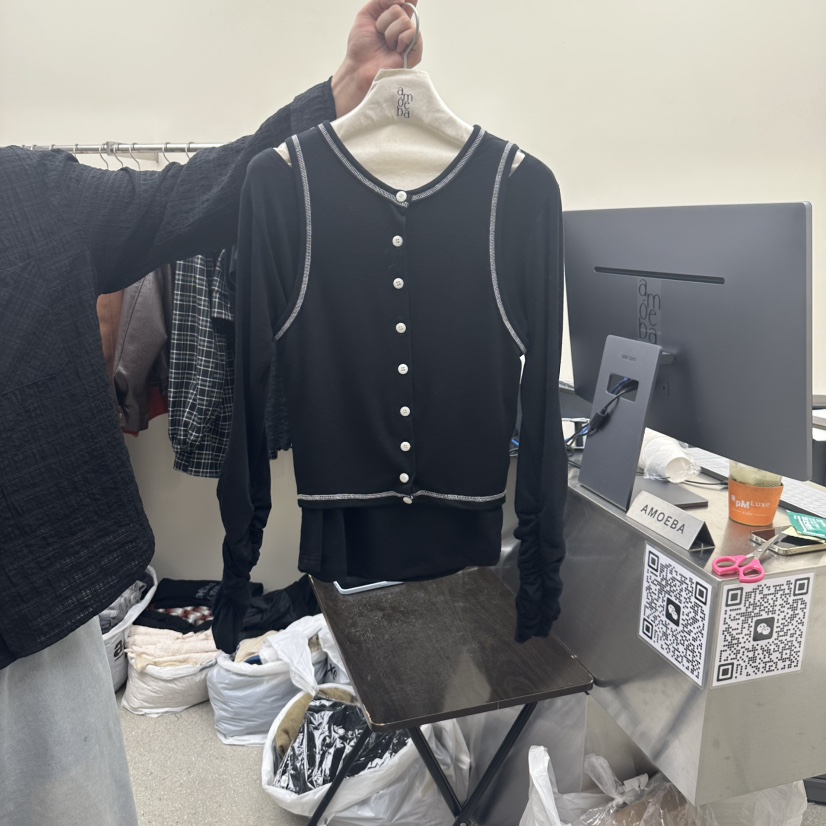 AMOEBA東大門㊣直郵女裝新品職業25秋冬休閑真品熱賣套裝紐扣AMOEBA套裝圖色3
