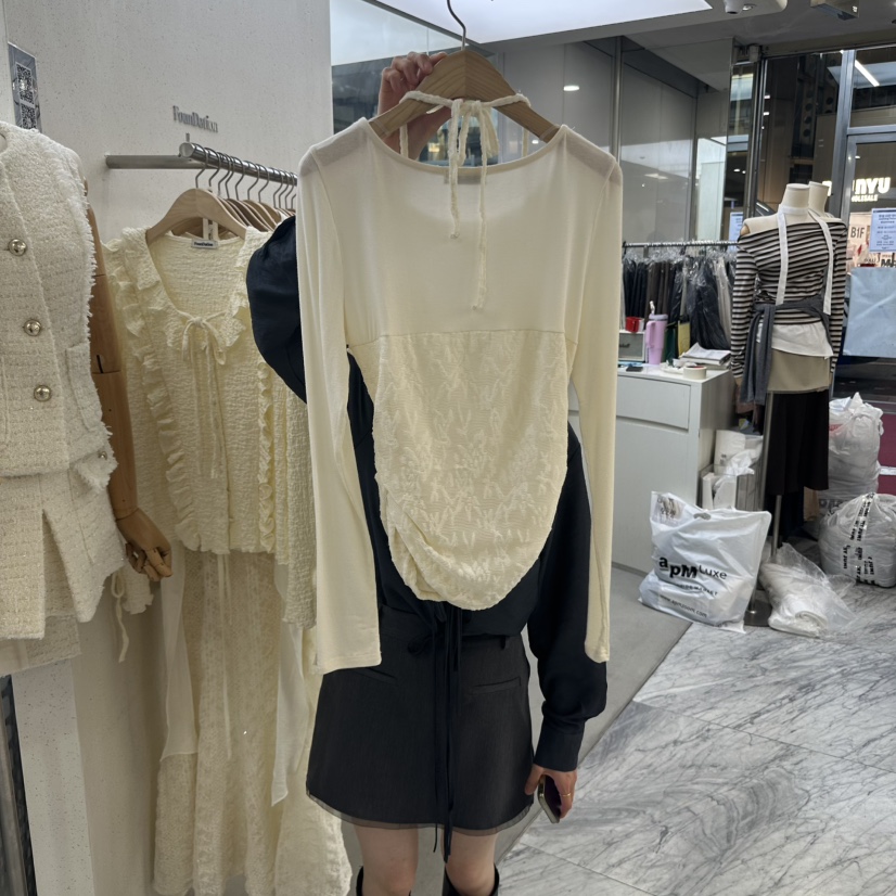 FOUNDATION韓國代購㊣女裝新品熱賣職業真品25秋冬休閑長袖T恤FOUNDATION長袖T恤