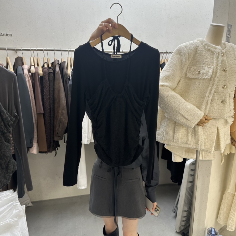 FOUNDATION韓國代購㊣女裝新品熱賣職業真品25秋冬休閑長袖T恤FOUNDATION長袖T恤圖色3