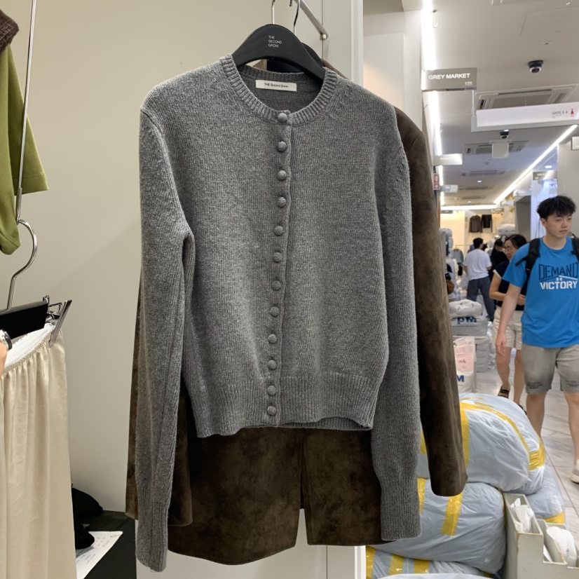 THE SECOND GROW東大門㊣代購女士新品休閑針織衫開衫紐扣THE SECOND GROW針織衫圖色3