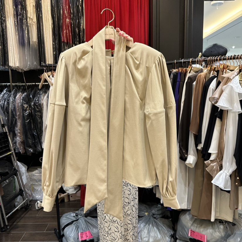 HERISH東大門㊣代購女裝新品休閑25秋冬人氣襯衫蕾絲衫含脖帶Herish襯衫/蕾絲衫圖色2