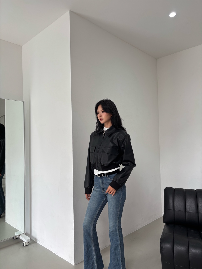 FOUREIGHT韓國直郵㊣女士新品25秋冬人氣職業真品時尚夾克皮革FOUR EIGHT夾克