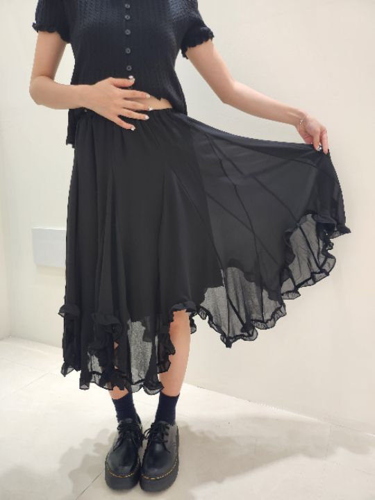 FEMME東大門㊣代購女裝新品25秋冬休閑真品時尚人氣長裙荷葉邊FEMME長裙