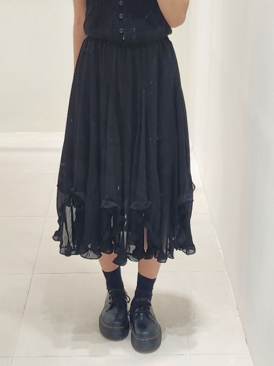 FEMME東大門㊣代購女裝新品25秋冬休閑真品時尚人氣長裙荷葉邊FEMME長裙