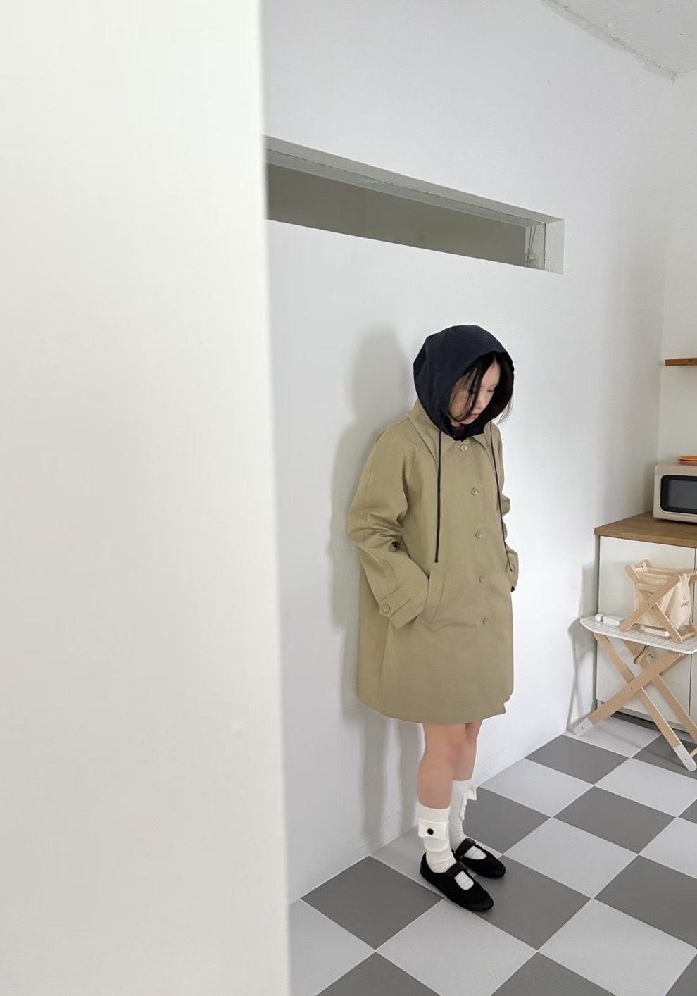 FOREVER YONG東大門㊣代購女士新款25秋冬長款風衣可拆卸假兩件FOREVER YONG長款風衣