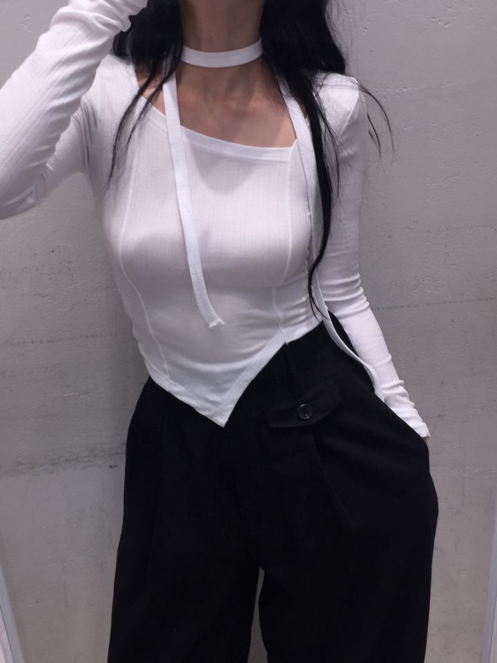 mars東大門㊣直郵女士新款休閑人氣熱賣推薦時尚長袖T恤含脖帶mars長袖T恤