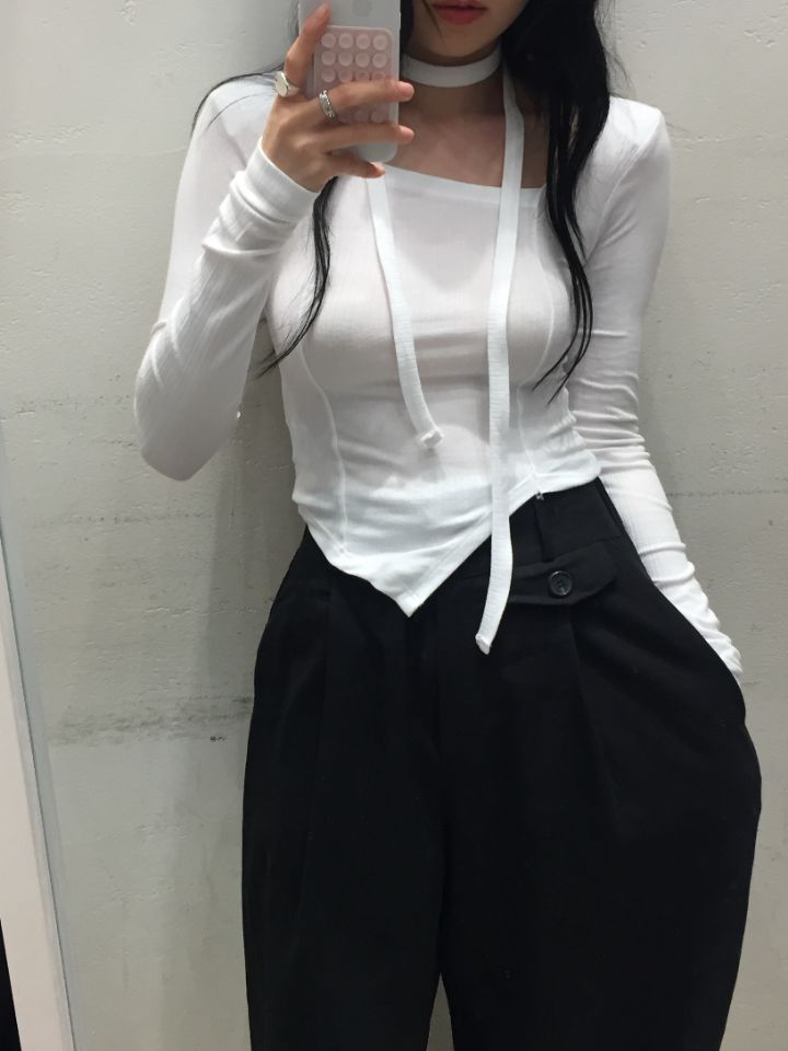 mars東大門㊣直郵女士新款休閑人氣熱賣推薦時尚長袖T恤含脖帶mars長袖T恤