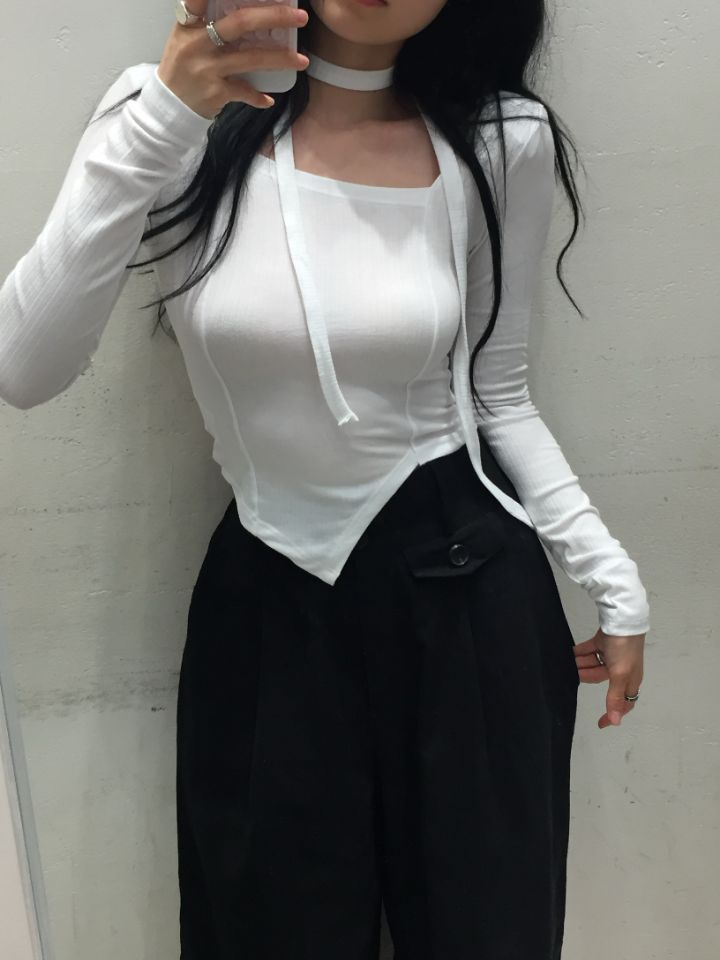 mars東大門㊣直郵女士新款休閑人氣熱賣推薦時尚長袖T恤含脖帶mars長袖T恤圖色2