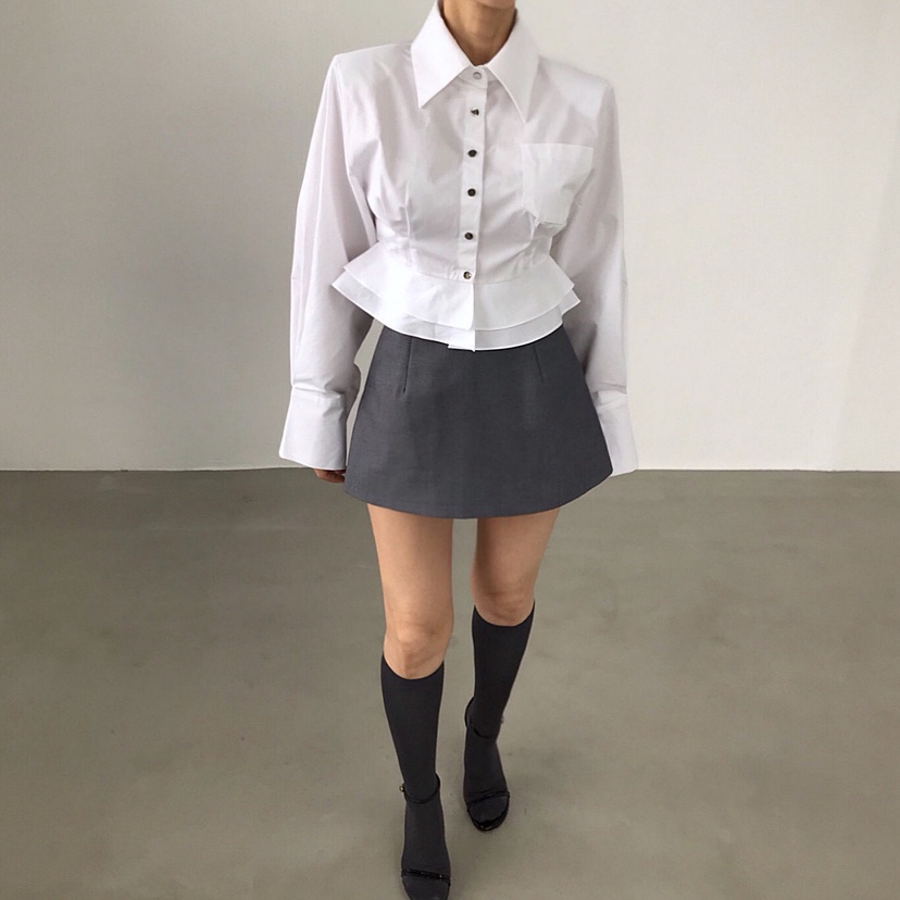 2TWO MOON東大門㊣直郵女裝新品推薦職業真品襯衫蕾絲衫短款2TWO MOON襯衫/蕾絲衫