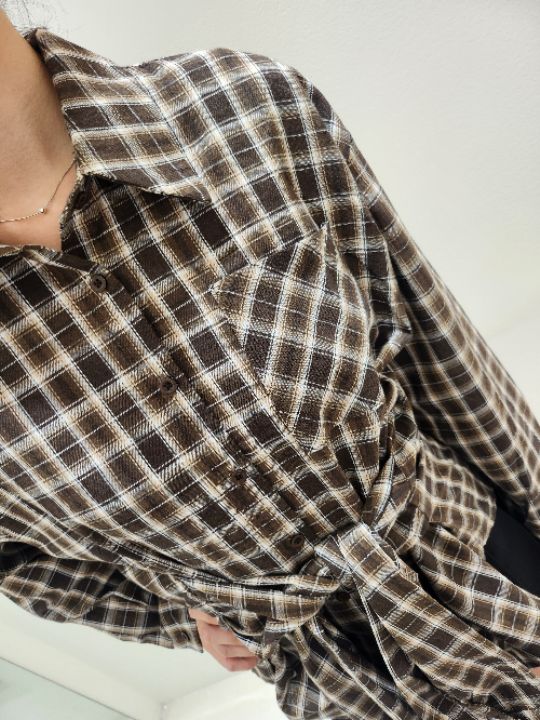 FEMME韓國直郵㊣女士新款真品休閑時尚人氣襯衫蕾絲衫格紋寬松FEMME襯衫/蕾絲衫