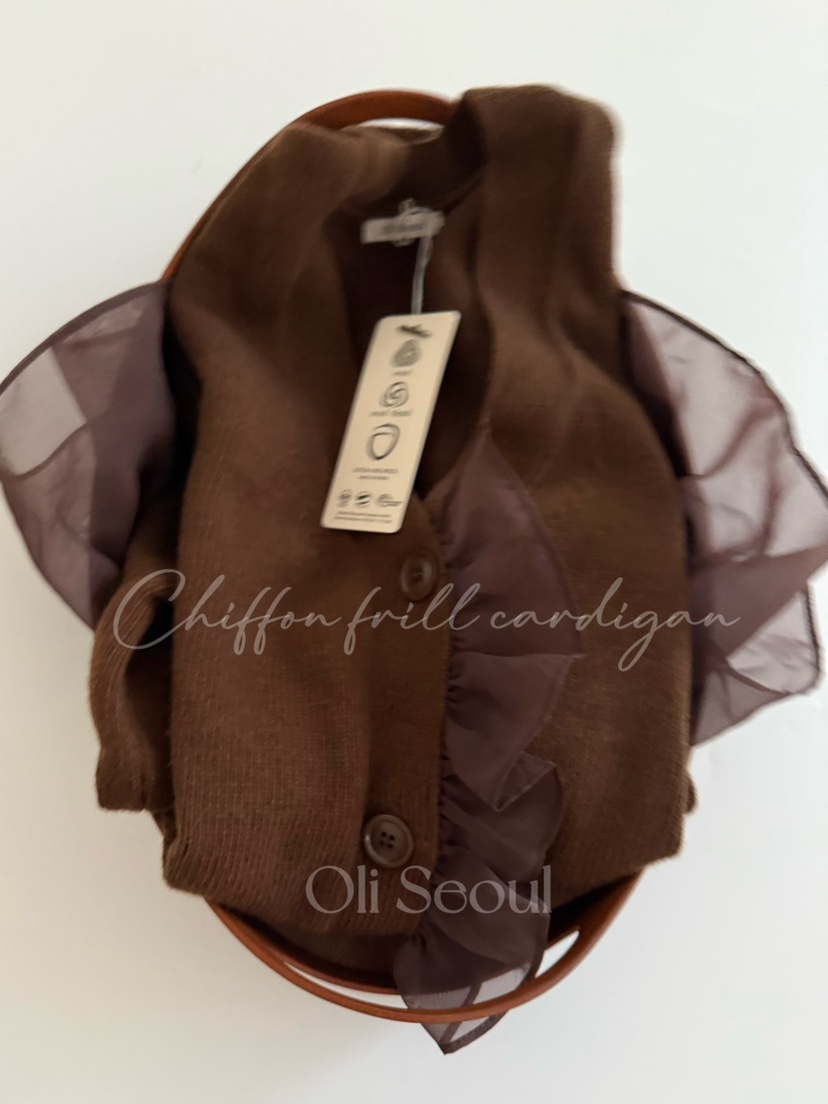 OLI SEOUL東大門㊣直郵女裝新品25秋冬休閑針織衫荷葉邊雪紡OLI SEOUL針織衫