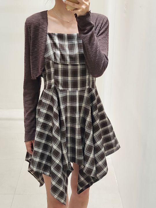 FEMME東大門㊣直郵女裝新品時尚人氣25秋冬套裝套裝格紋開衫FEMME套裝