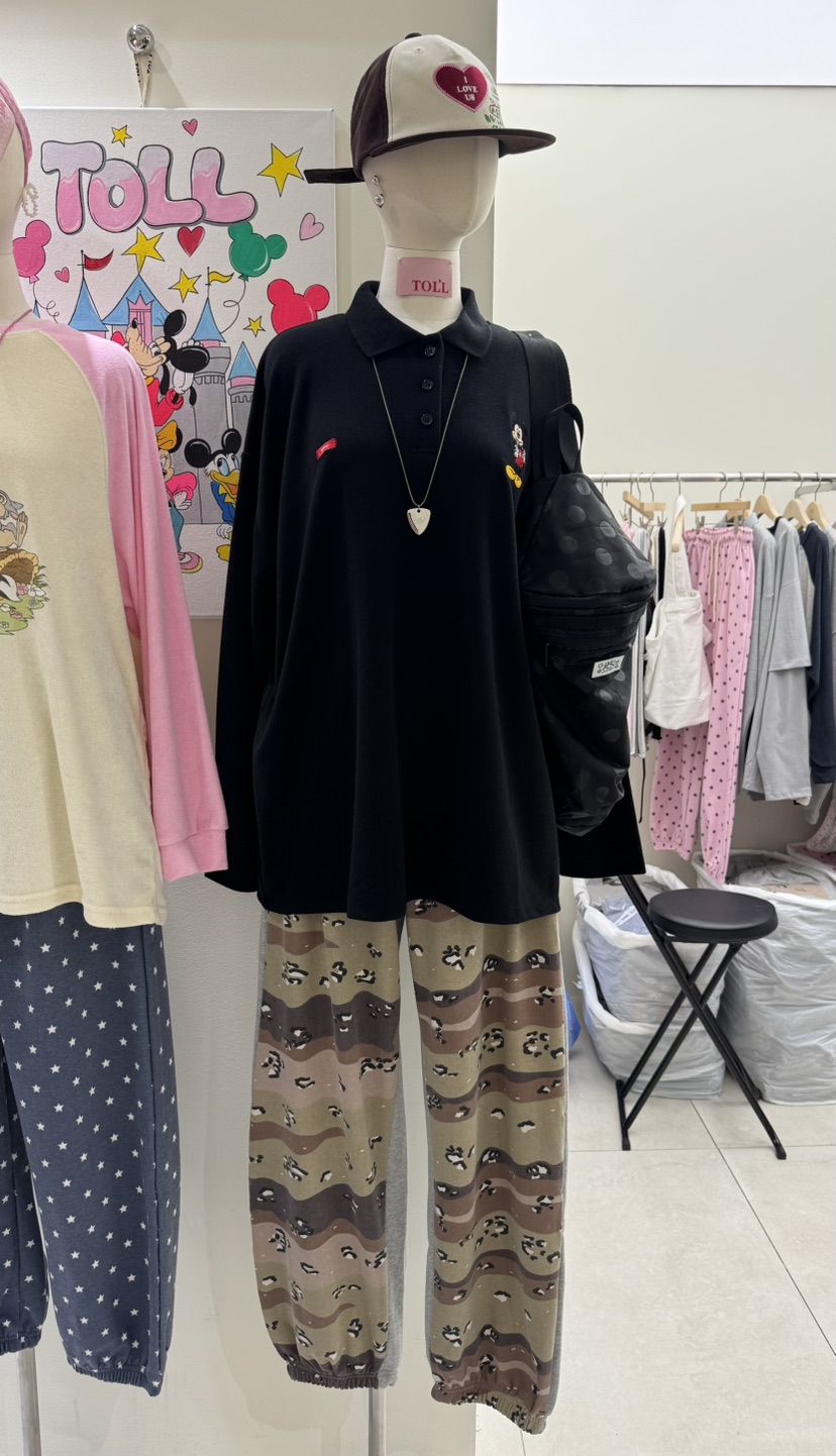 TOLL韓國代購㊣女士新款時尚休閑熱賣真品25秋冬休閑褲迷彩TOLL休閑褲