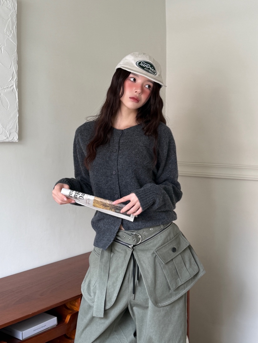 ZITTEN韓國代購㊣女裝新品時尚熱賣人氣25秋冬針織衫開襟衫羊毛ZITTEN針織衫